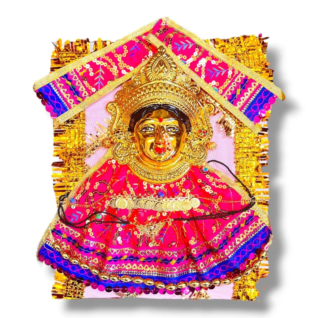 Varalaxmi Goddess Face Set Devi Mata Mukhota Mahalaxmi Face Idol Gotta with Embroidery Dress Jewelry for Vara Lakshmi Vratam Navaratri Margashirsha Vratha Pooja Temple
